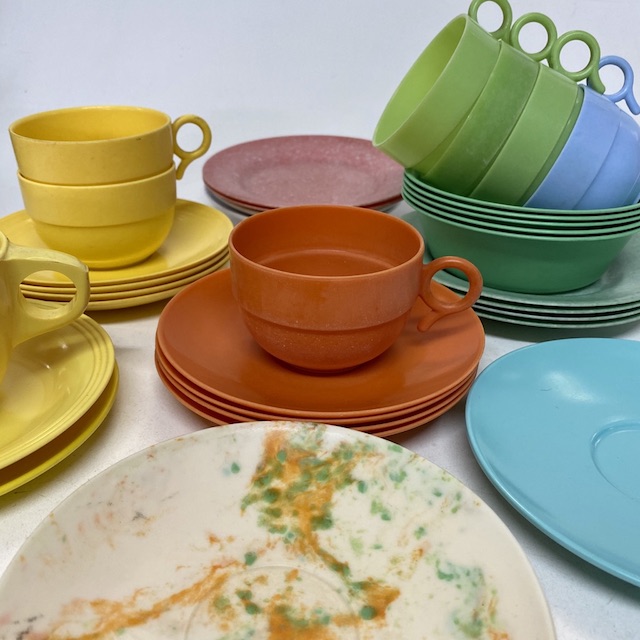 PICNICWARE, Bakelite Cup & Saucer Assorted